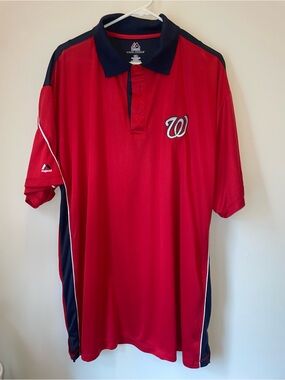 Majestic Washington Nationals Red Polo Shirt